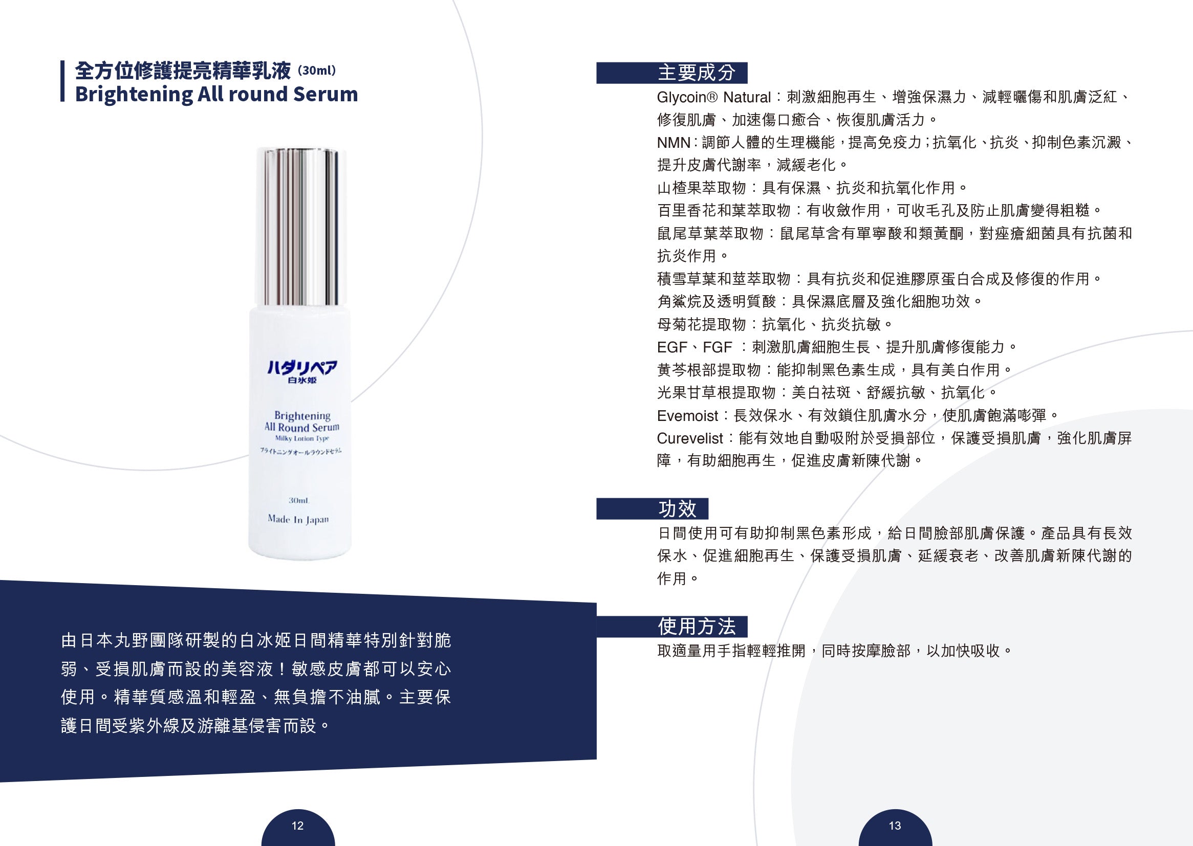 全新 白冰姬 全方位修護提亮精華乳液 Brightening All Round Serum