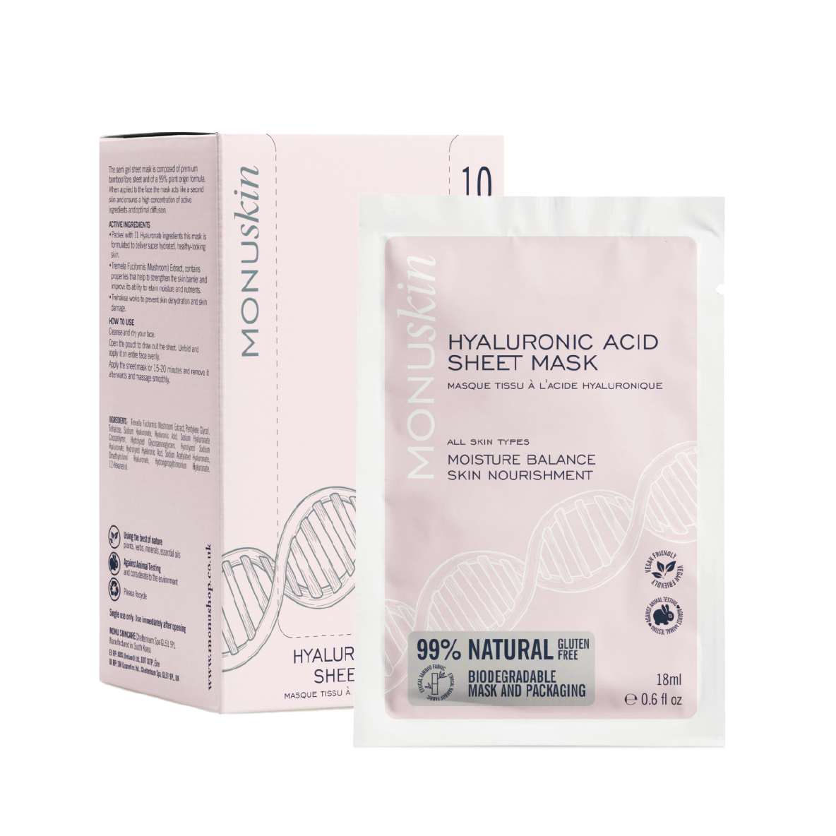 Monuskin 透明質酸補濕純素面膜 Hyaluronic Acid Sheet Mask